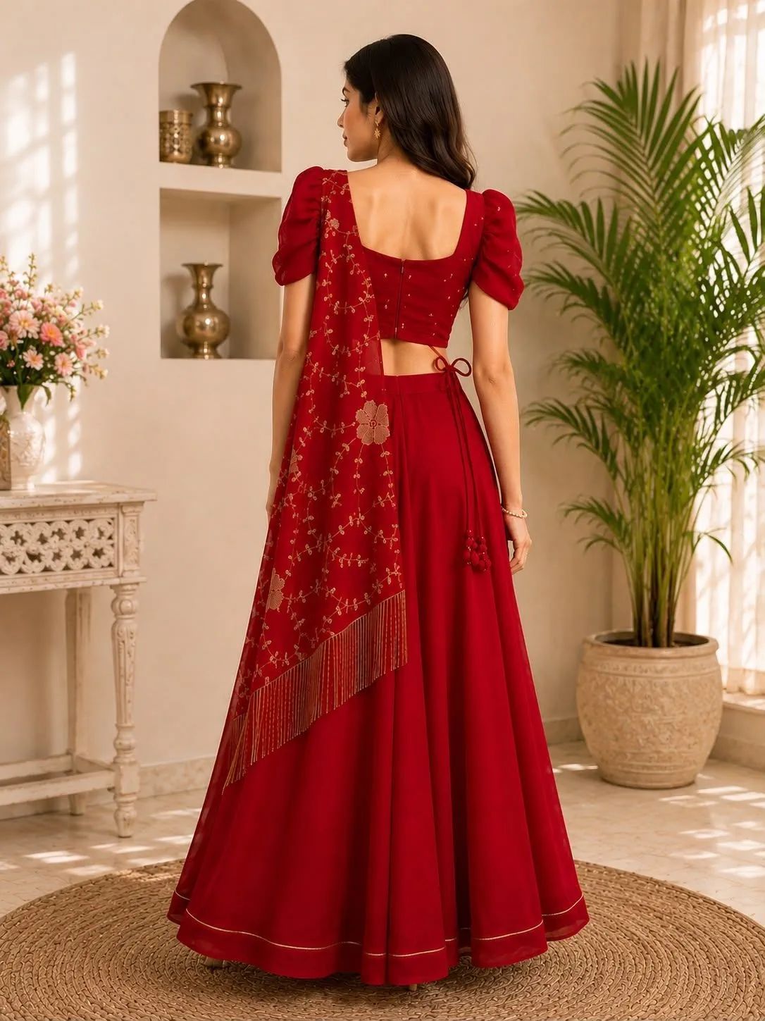 Crimson Bloom Indo Western Co Ord Set image 9