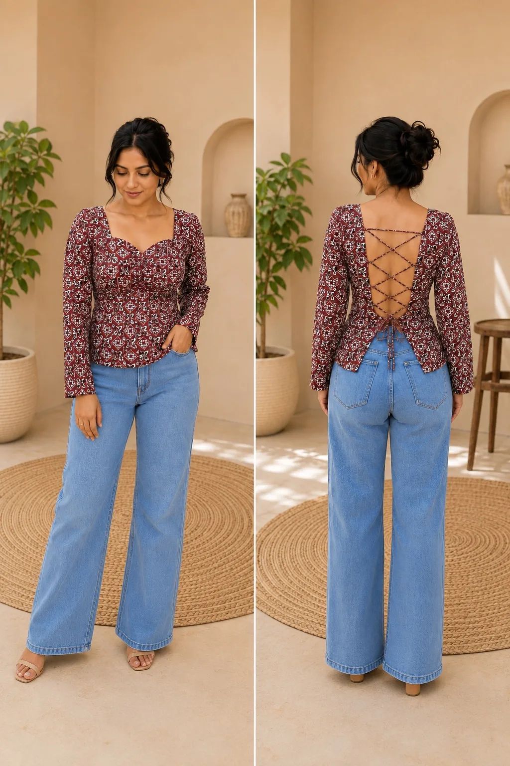 Aaap Printed Tie Back Cotton Top For Women Available In Plus Sizes image 3