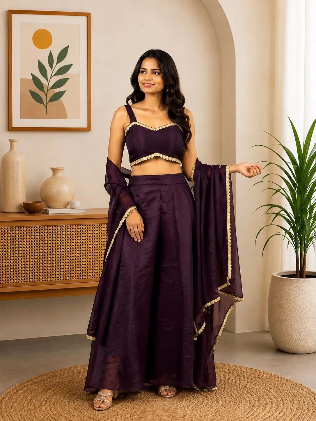Organza Short Top Sharara 3 Piece Set image 17