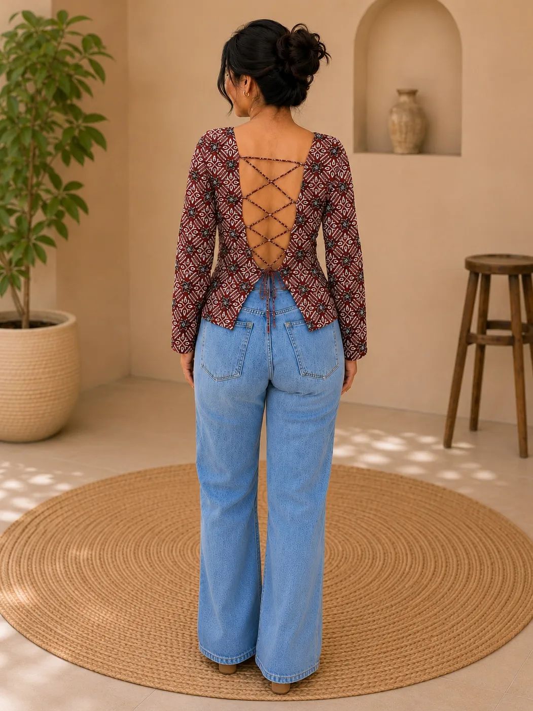 Aaap Printed Tie Back Cotton Top For Women Available In Plus Sizes image 24