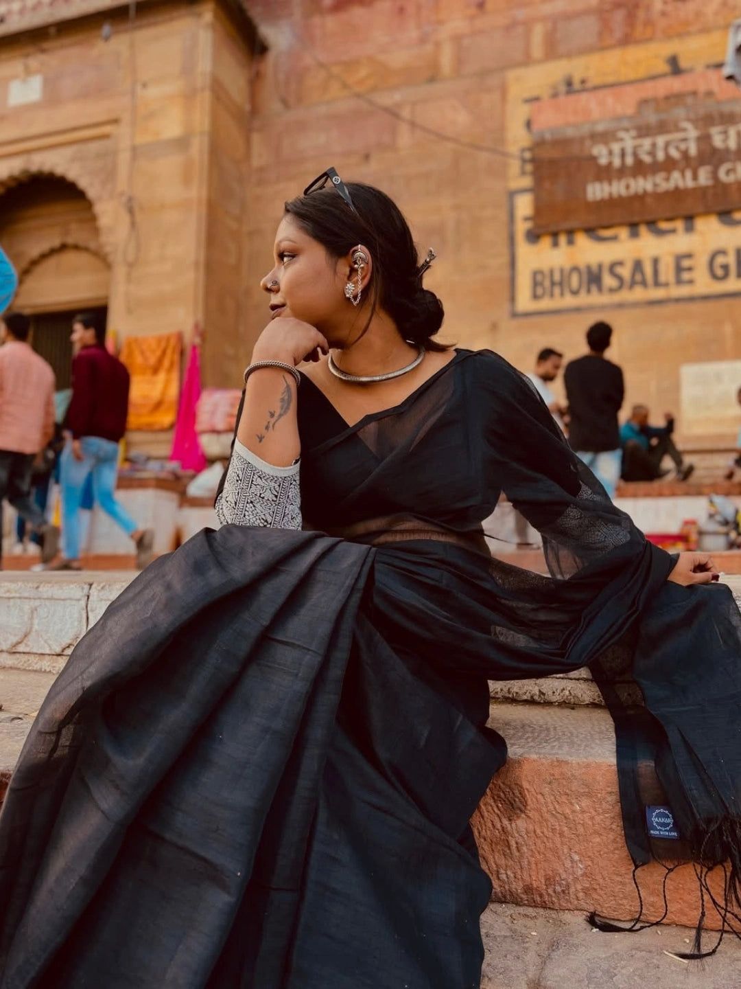 Raabta | Black Handloom Tissue Saree