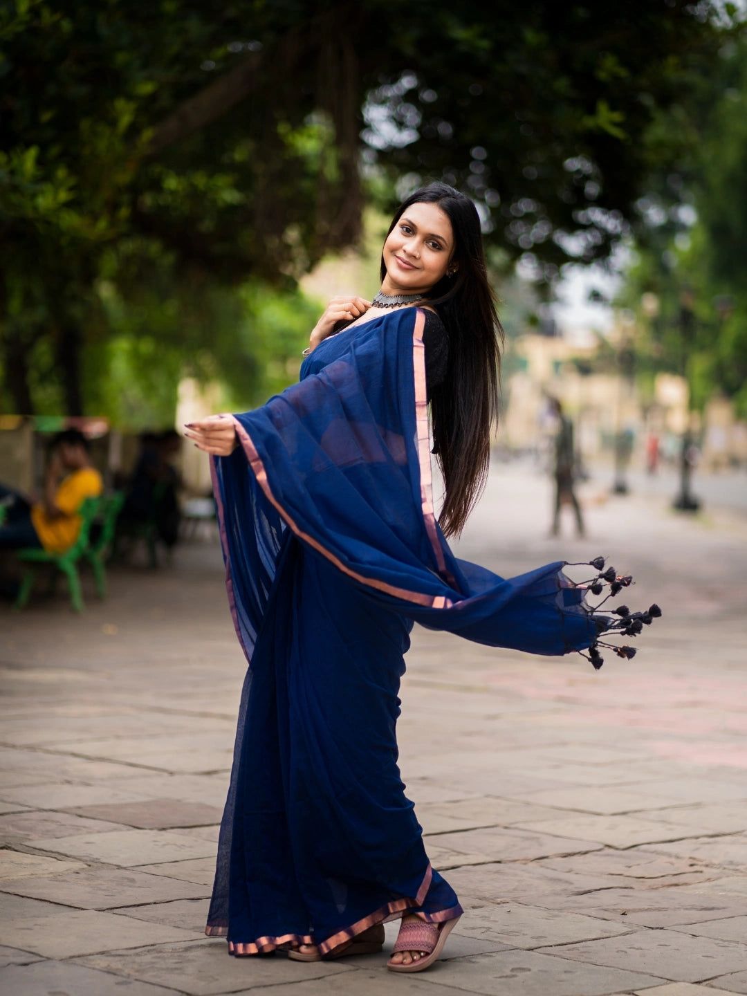 Nayra | Blue Handloom Cotton Saree