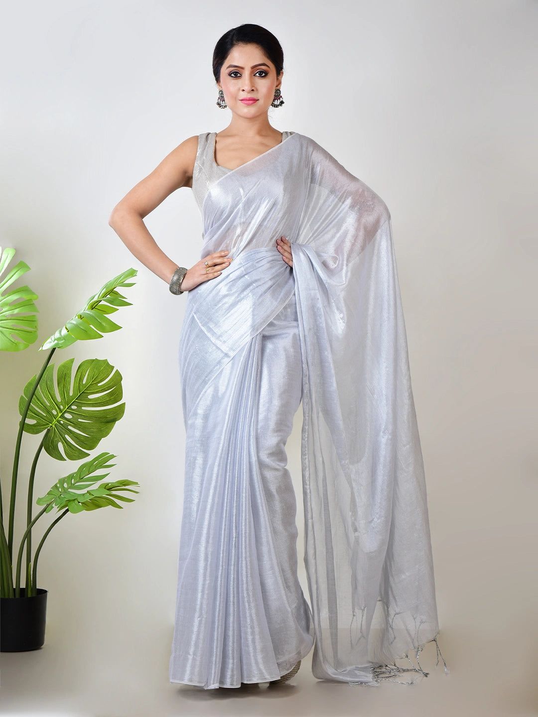 Chandrika | White Handloom Tissue Saree