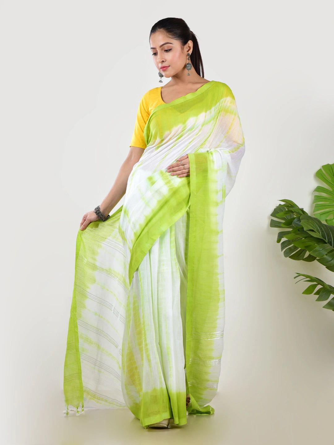 Hara Saaz | Green Handloom Mul Cotton Saree