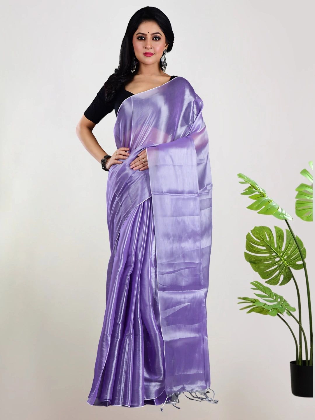 Jheel Kamal | Lavender Handloom Tissue Saree