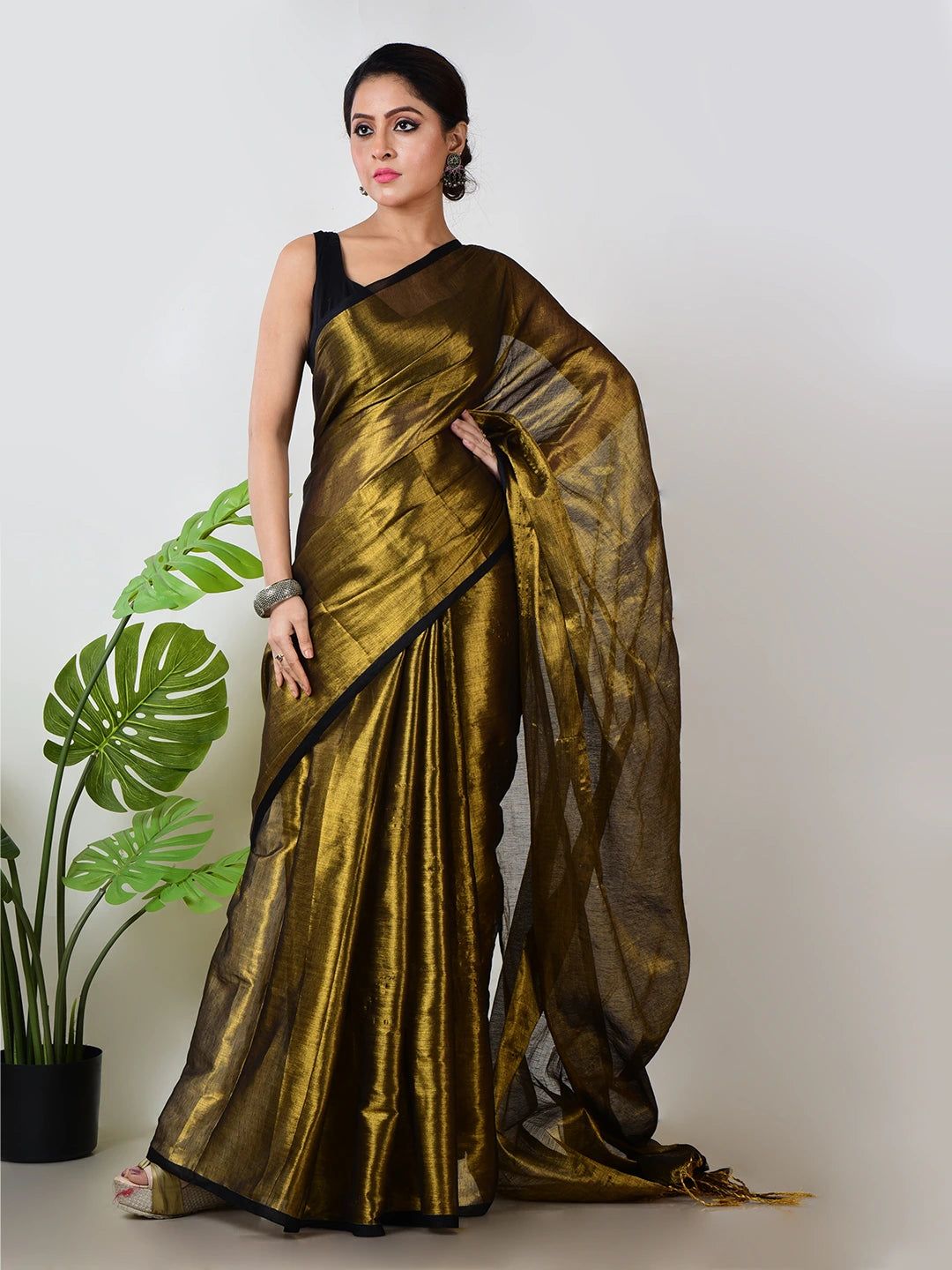 Swarnika | Gold Handloom Tissue Saree