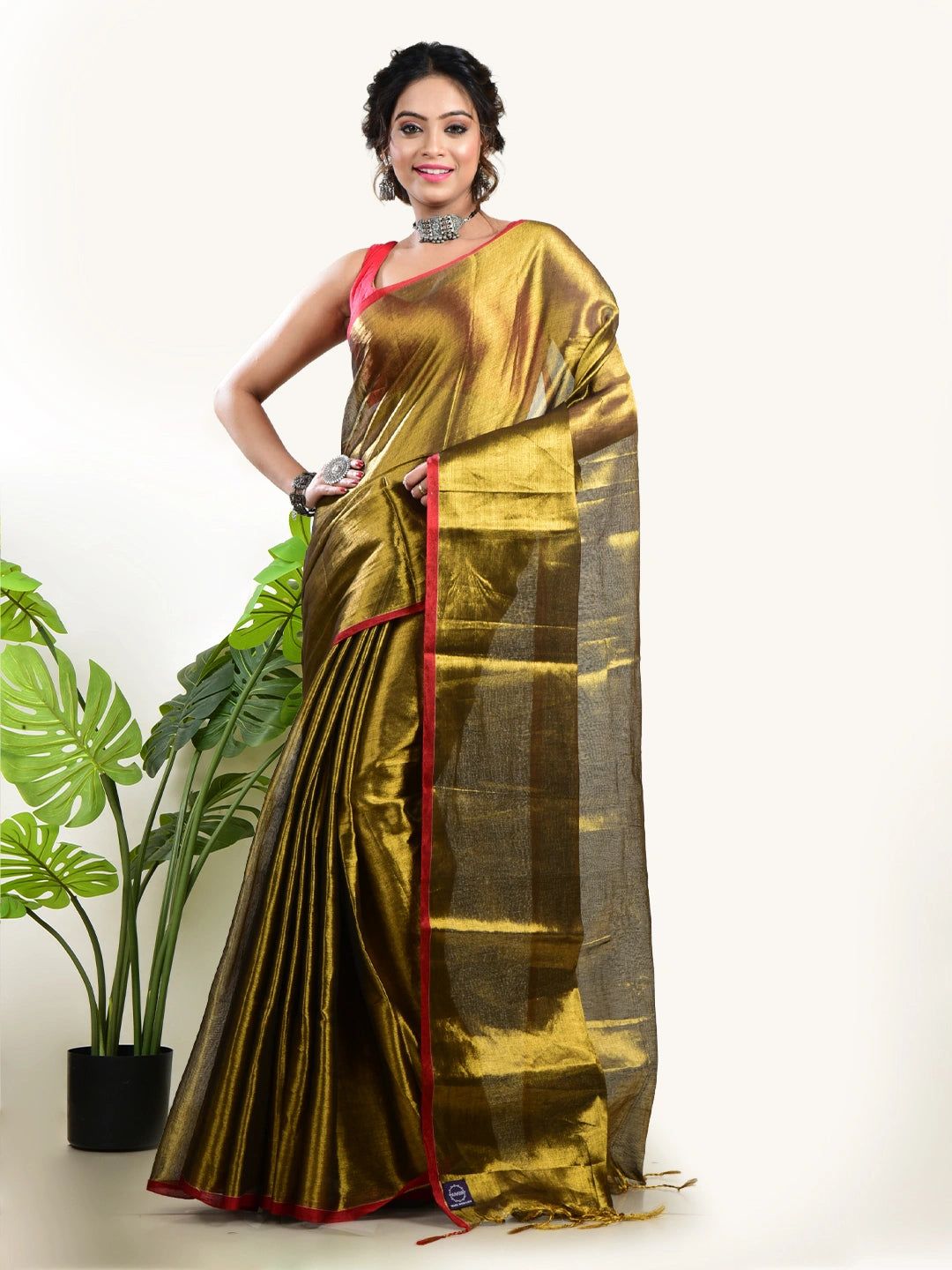 Sunehri Kiran | Gold Handloom Tissue Saree