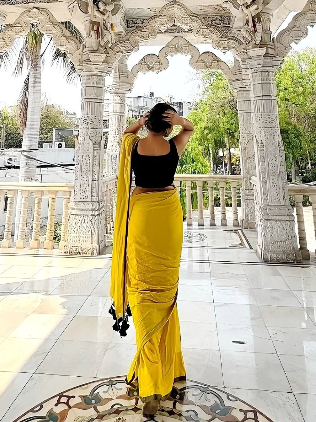 Sona Saaya | Lime Yellow Handloom Cotton Saree image 3