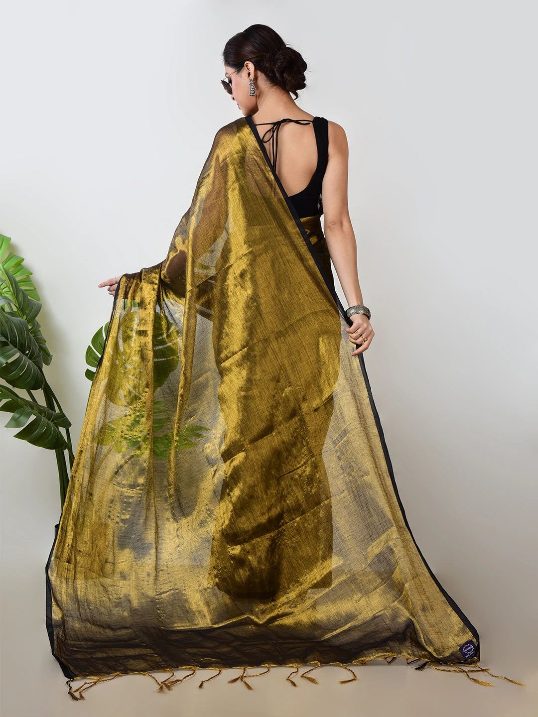 Swarnika | Gold Handloom Tissue Saree image 3