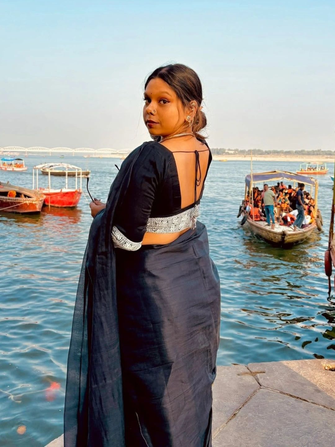 Raabta | Black Handloom Tissue Saree image 4