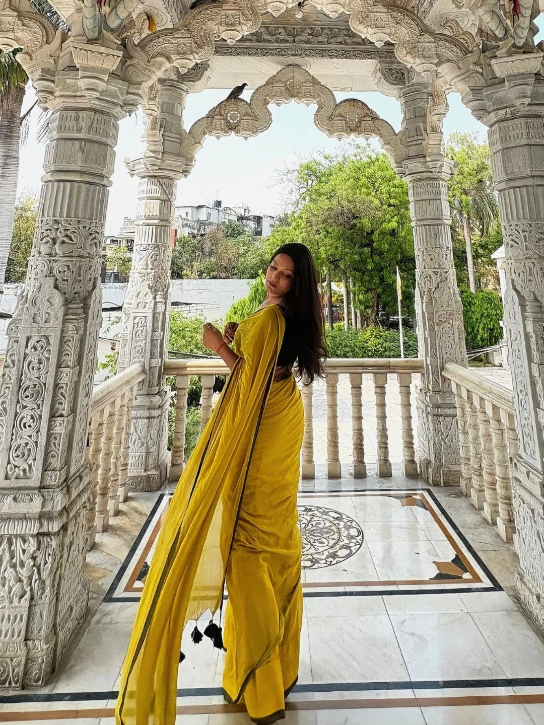 Sona Saaya | Lime Yellow Handloom Cotton Saree image 4