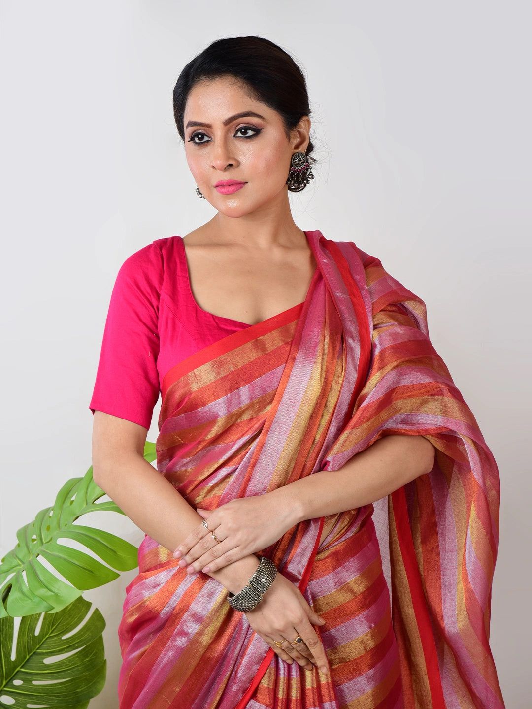 Petal Prism | Multi Colour Handloom Tissue Saree image 4