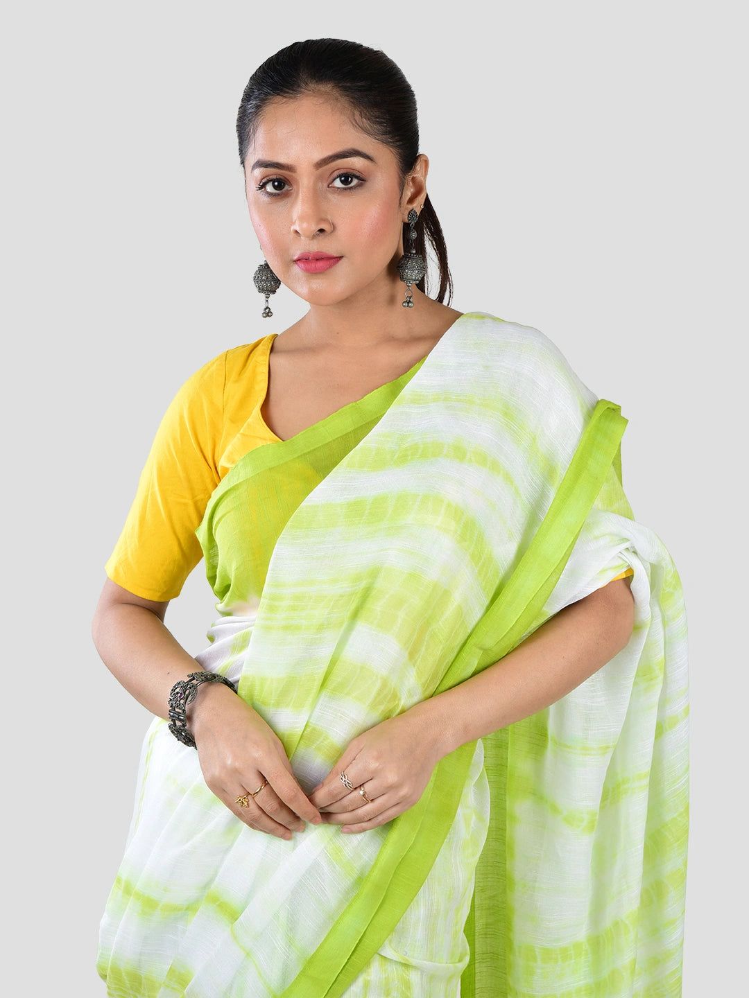 Hara Saaz | Green Handloom Mul Cotton Saree image 4