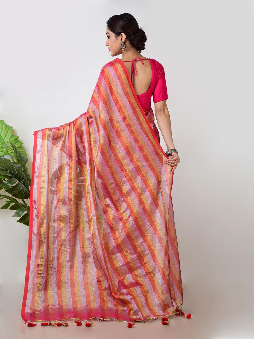 Petal Prism | Multi Colour Handloom Tissue Saree image 5