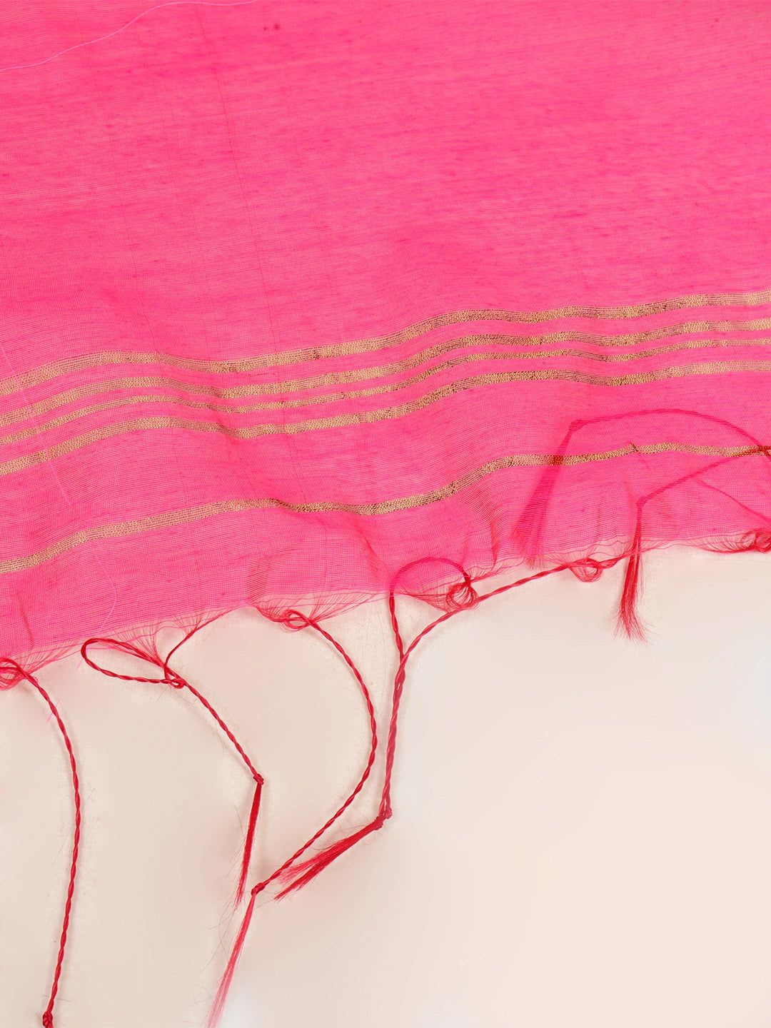 Rosair | Pink Handloom Linen Saree image 5