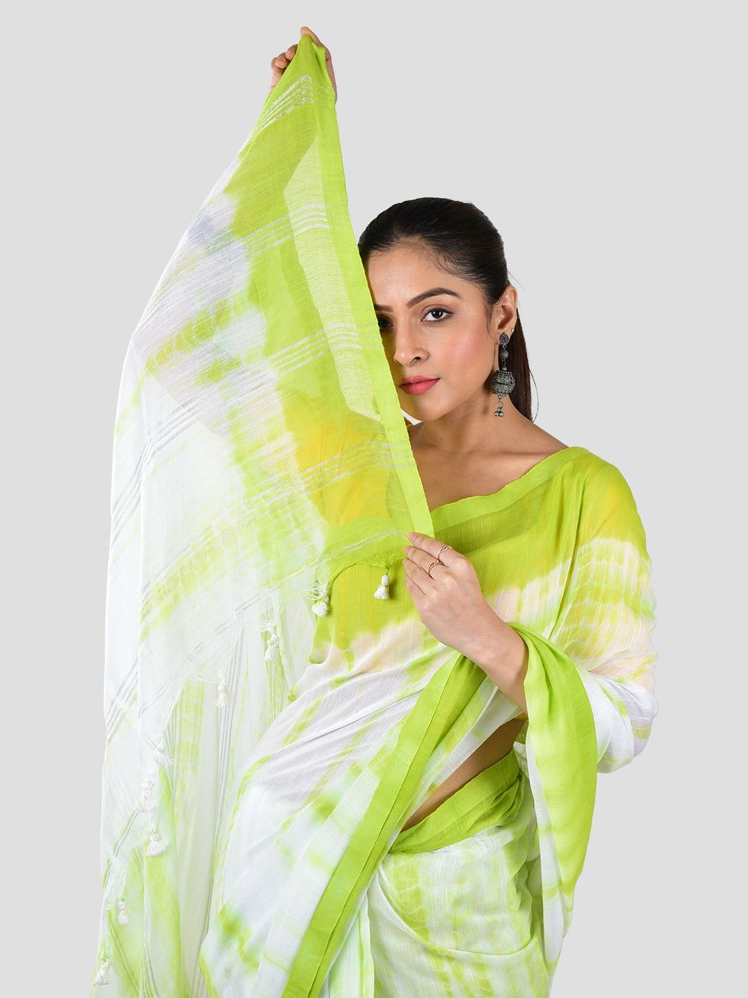 Hara Saaz | Green Handloom Mul Cotton Saree image 5