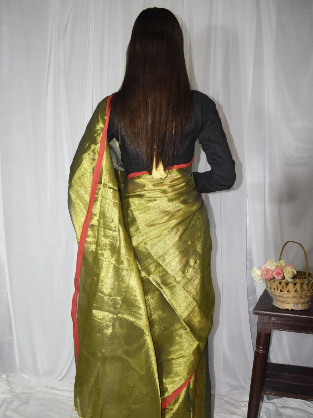 Virana | Green Handloom Tissue Saree image 5