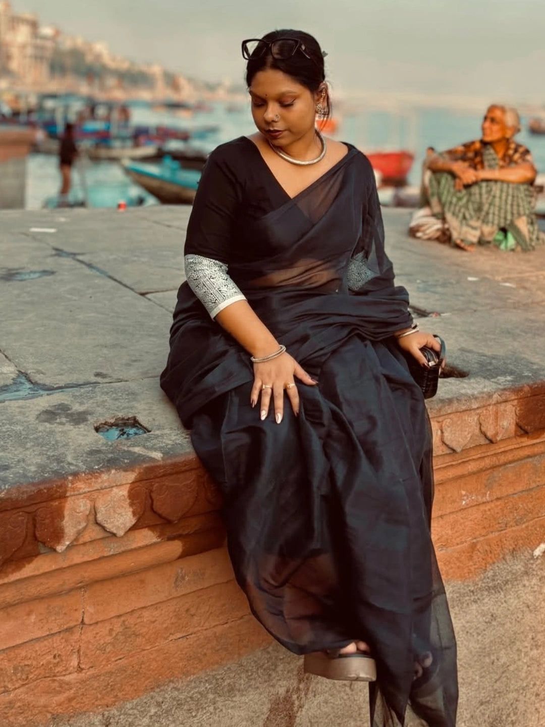 Raabta | Black Handloom Tissue Saree image 6