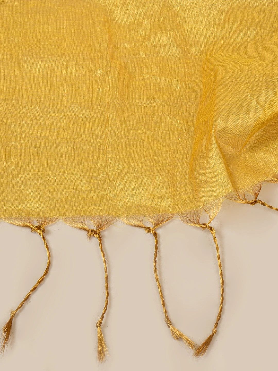 Honey Glow | Yellow Handloom Tissue Saree image 6