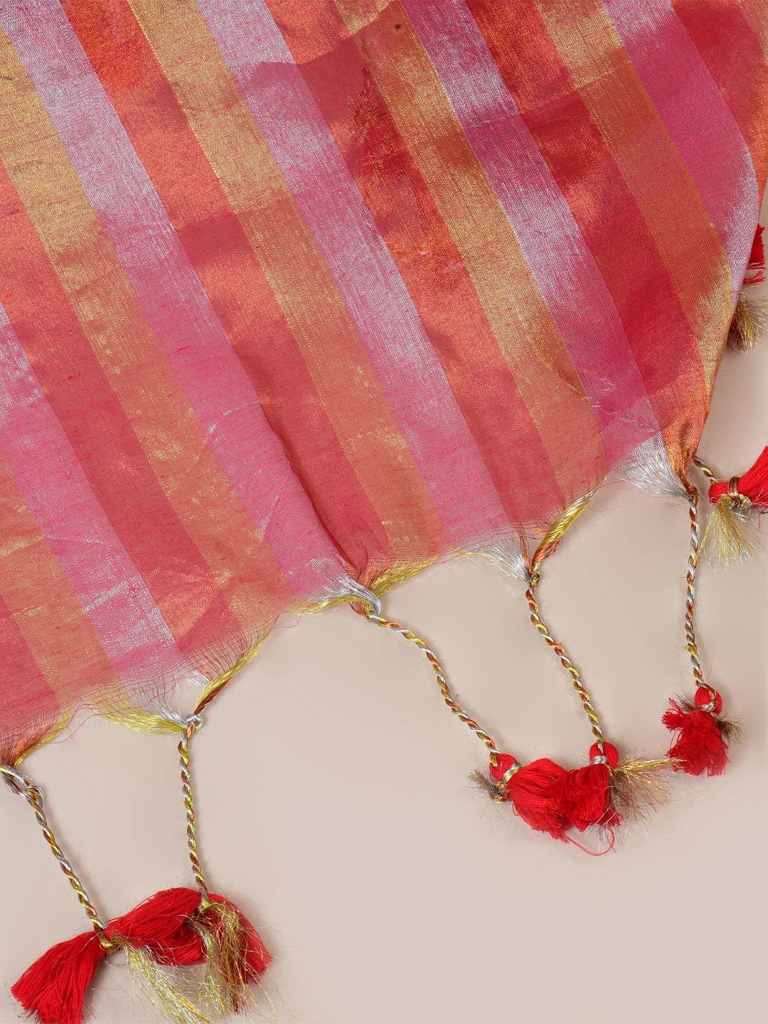 Petal Prism | Multi Colour Handloom Tissue Saree image 6