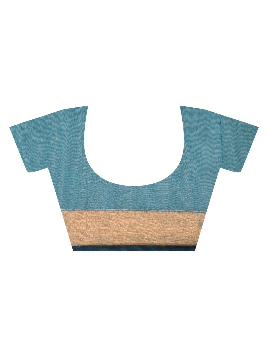 Turquoise Leher | Turquoise Handloom Linen Saree image 6