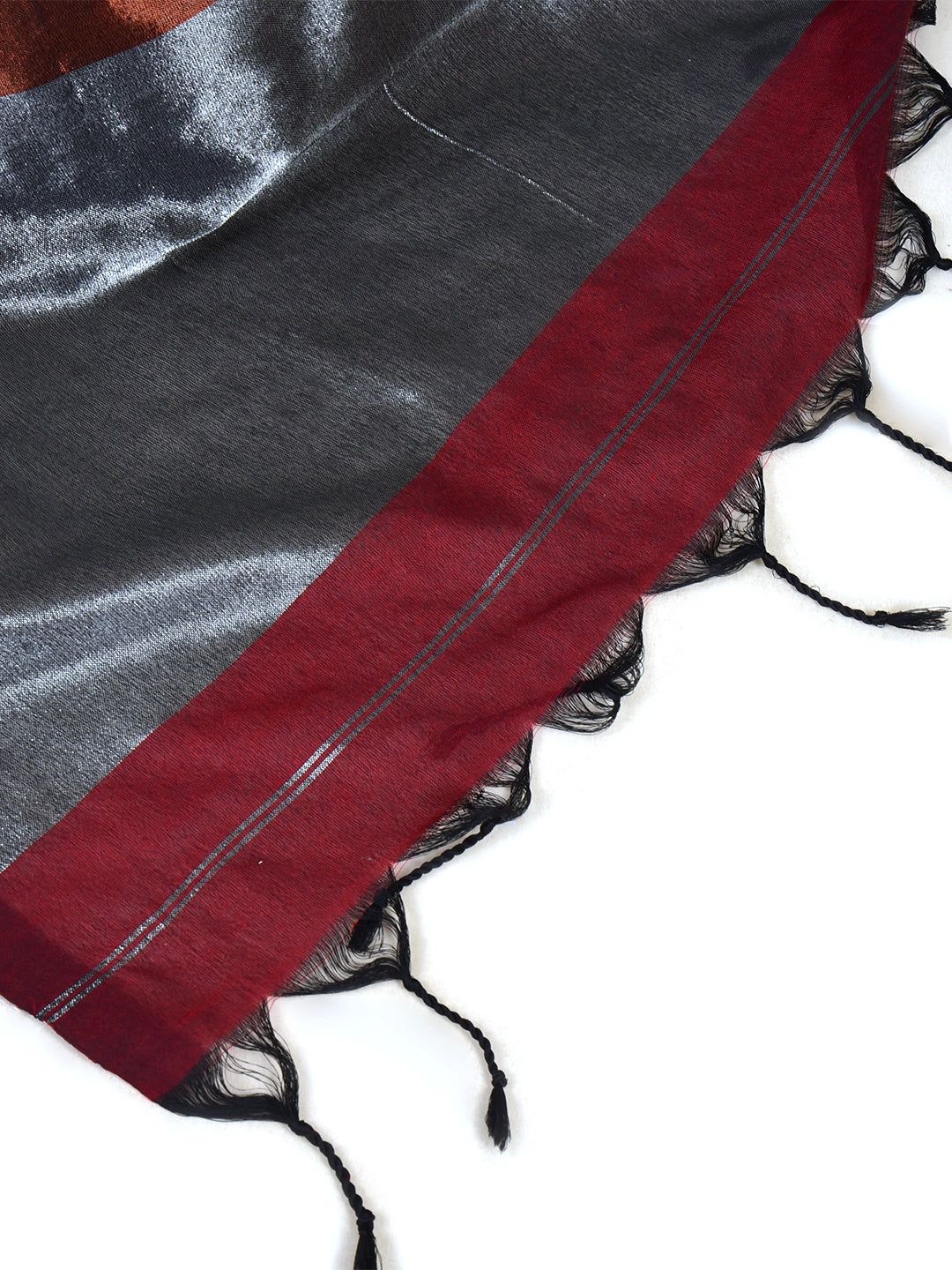 Ruhini | Maroon Handloom Linen Saree image 6