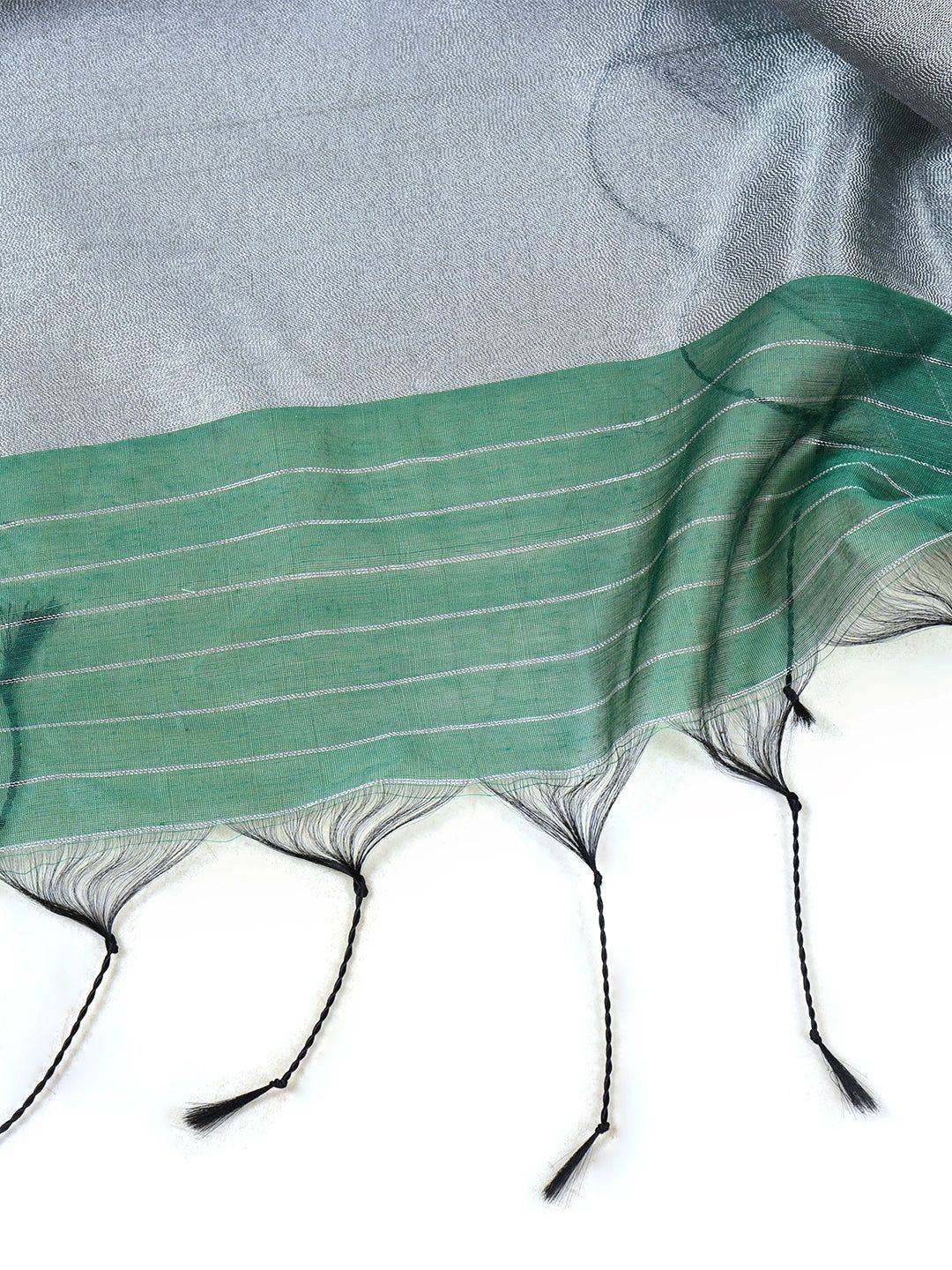 Mint Whisper | Turquoise Green Handloom Linen Saree image 6
