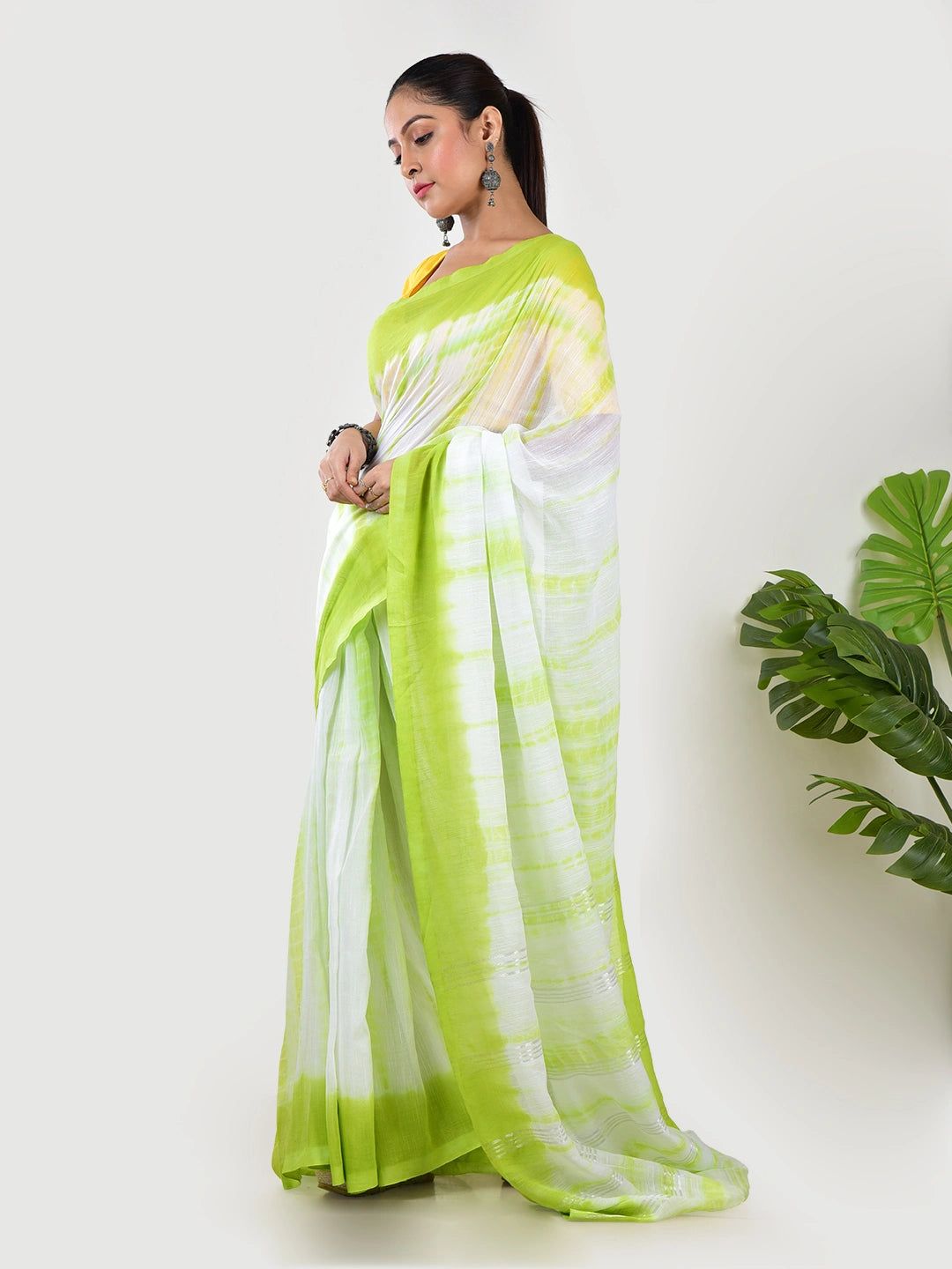 Hara Saaz | Green Handloom Mul Cotton Saree image 6