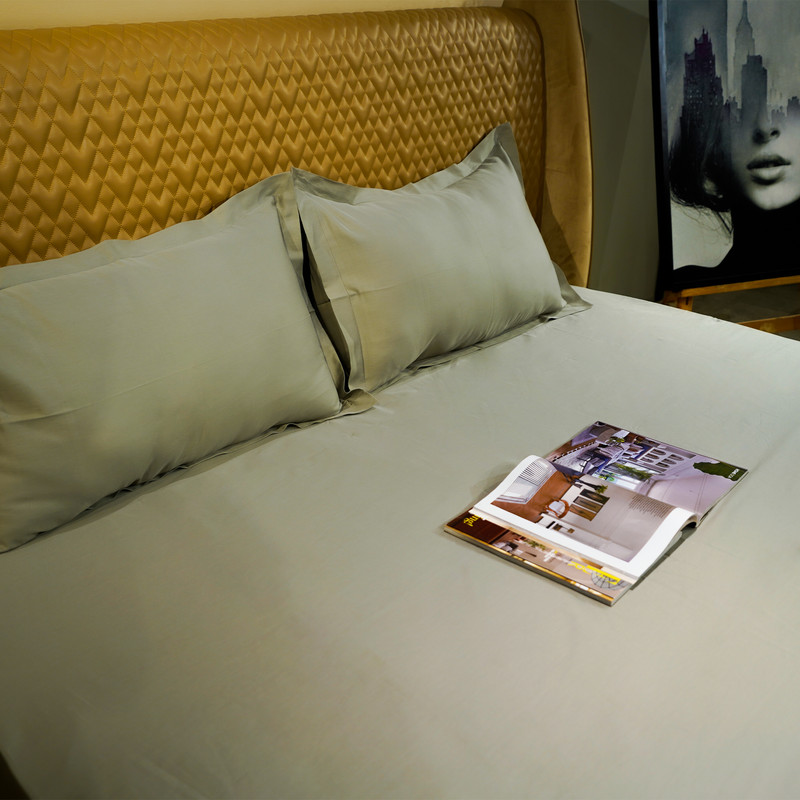 Sage Green Oasis Bed Sheet- King-274.32cmx274.32cm-500 Thread Count