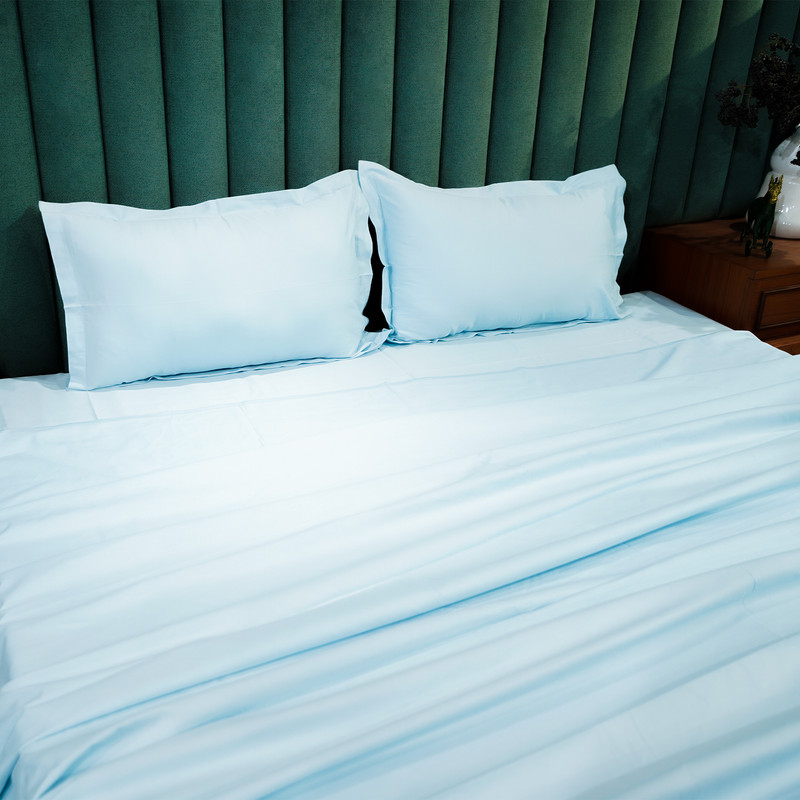 Baby Blue Breeze Bed Sheet- Queen-228.6cmx259.08cm-500 Thread Count