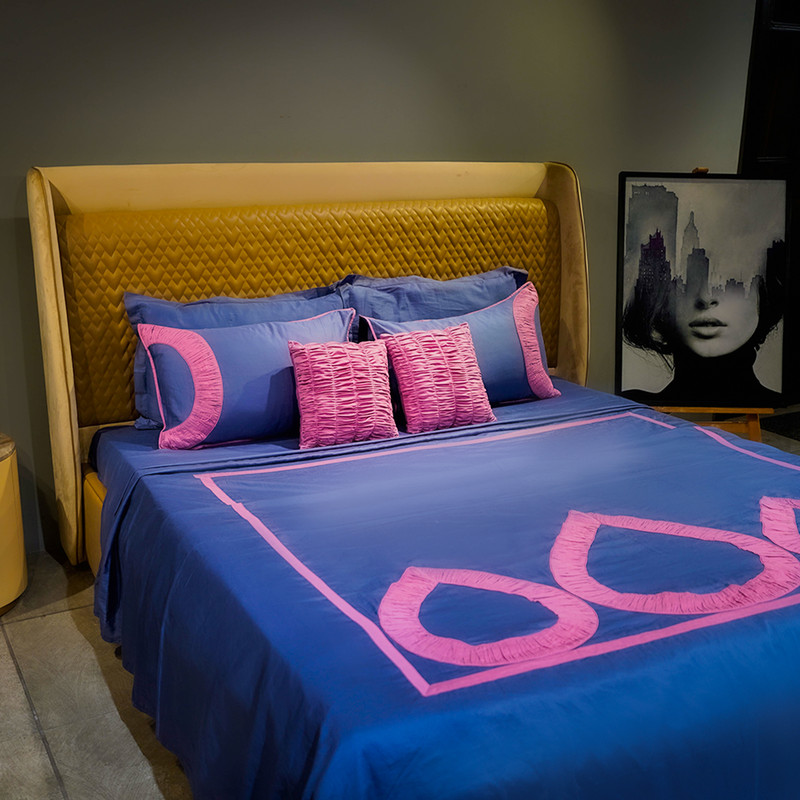 Teardrop Elegance Majestic Sapphire Bed Sheet- Queen-228.6cmx259.08cm-500 Thread Count