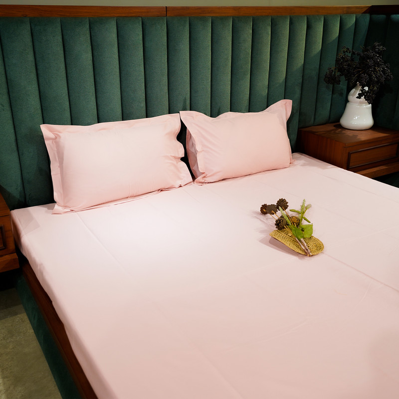 Baby Pink Serenity Bed Sheet- Queen-228.6cmx259.08cm-400 Thread Count image 2