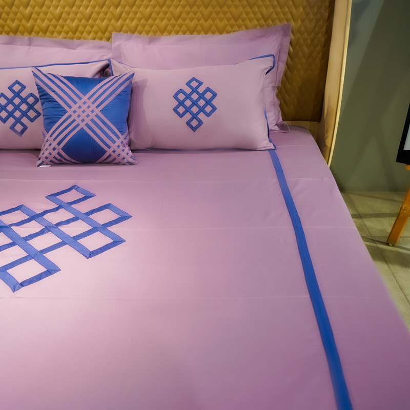 Abstract Fusion Misty Mauve Bed Sheet- King-274.32cmx274.32cm-500 Thread Count image 2