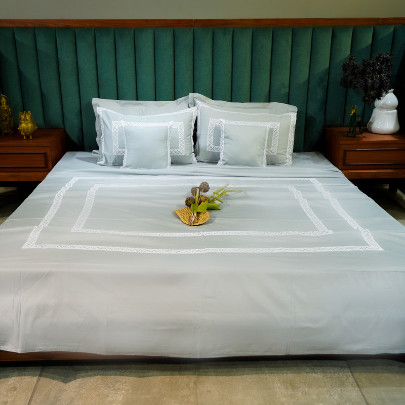 Cotton Bloom Silver Mist Bed Sheet- Queen-228.6cmx259.08cm-300 Thread Count image 2