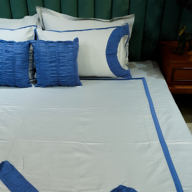 Teardrop Elegance Silver Mist Bed Sheet- King-274.32cmx274.32cm-500 Thread Count image 2