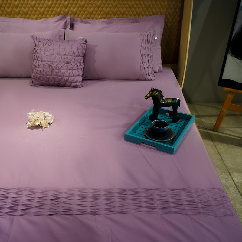 Honeycomb Serenity Misty Mauve Bed Sheet- Queen-228.6cmx259.08cm-300 Thread Count image 2