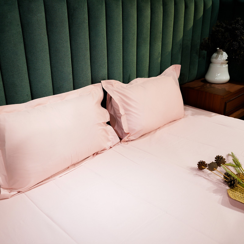 Baby Pink Serenity Bed Sheet- Queen-228.6cmx259.08cm-400 Thread Count image 3