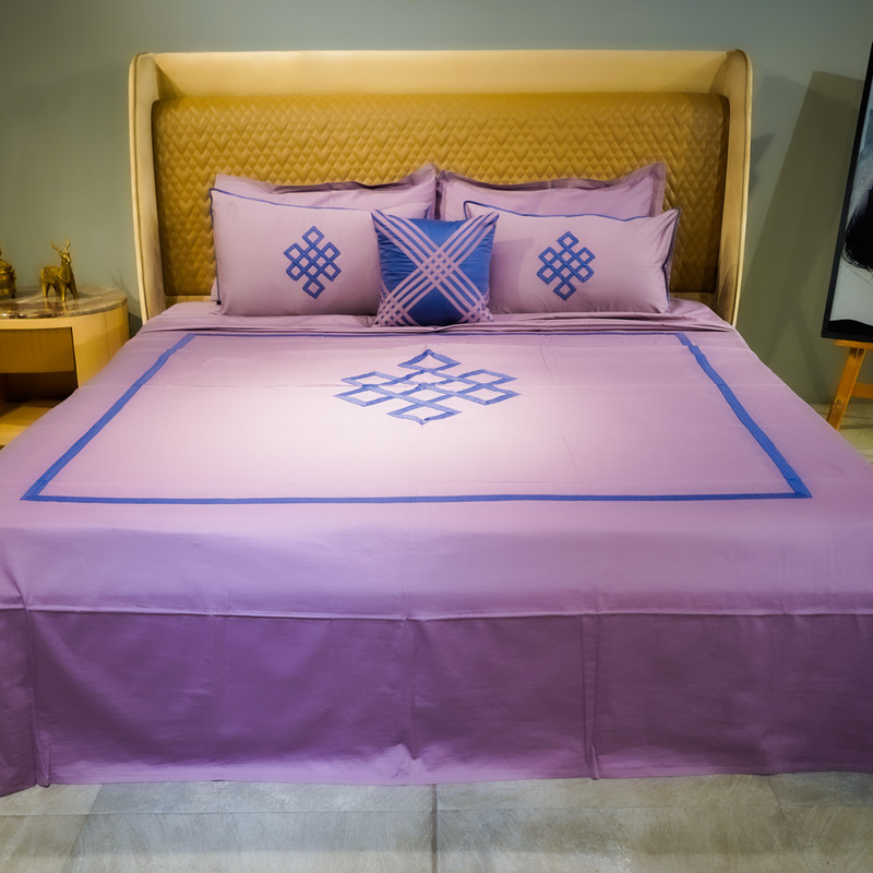 Abstract Fusion Misty Mauve Bed Sheet- King-274.32cmx274.32cm-500 Thread Count image 3
