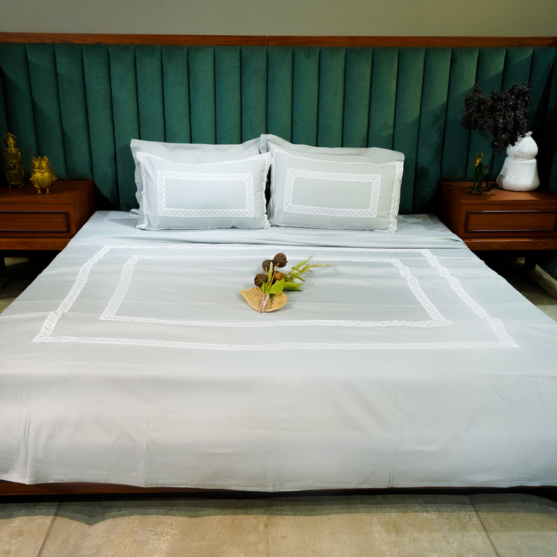 Cotton Bloom Silver Mist Bed Sheet- Queen-228.6cmx259.08cm-300 Thread Count image 3