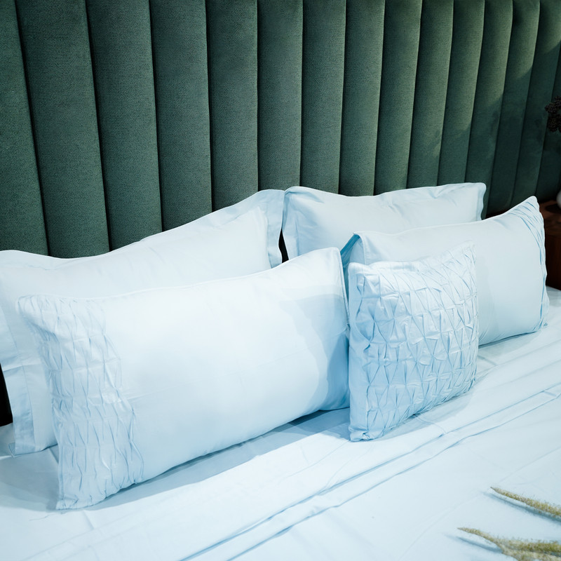 Honeycomb Serenity Azure Whisper Bed Sheet- King-274.32cmx274.32cm-500 Thread Count image 3