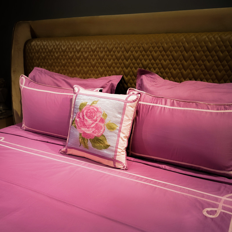 Tranquil Curve Rose Quartz Bed Sheet- King-274.32cmx274.32cm-500 Thread Count image 3