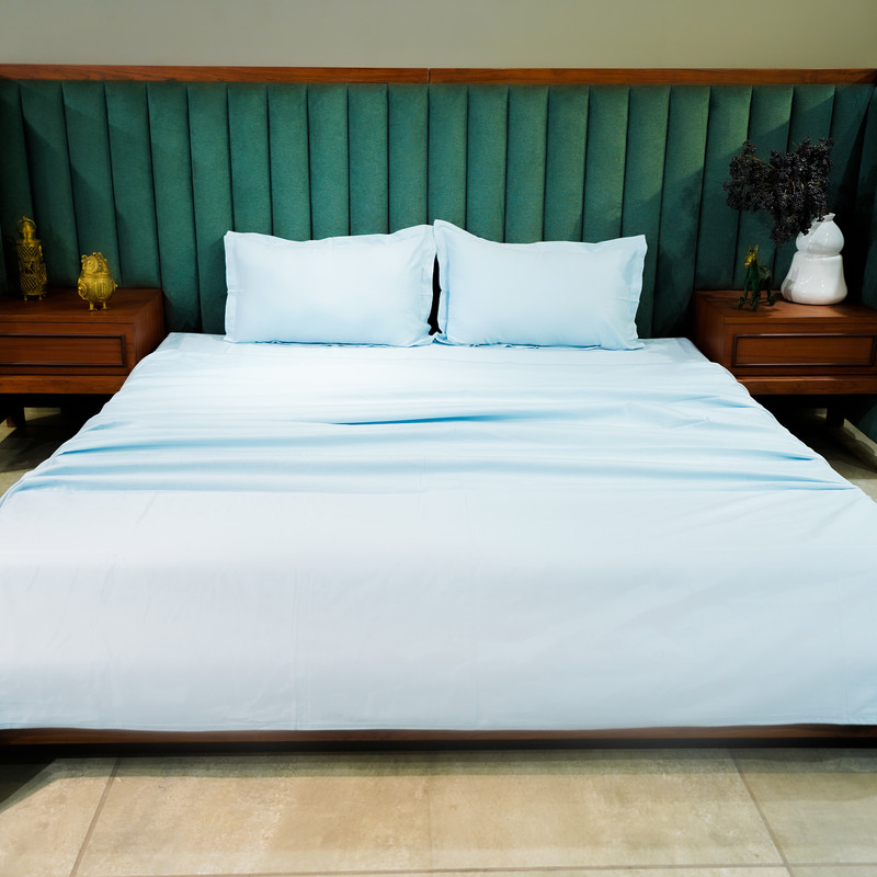 Baby Blue Breeze Bed Sheet- King-274.32cmx274.32cm-500 Thread Count image 4