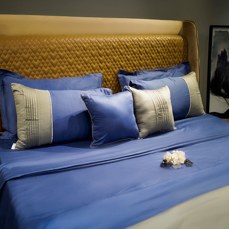 Colorplay Stripe Majestic Sapphire Bed Sheet- Queen-228.6cmx259.08cm-500 Thread Count image 4