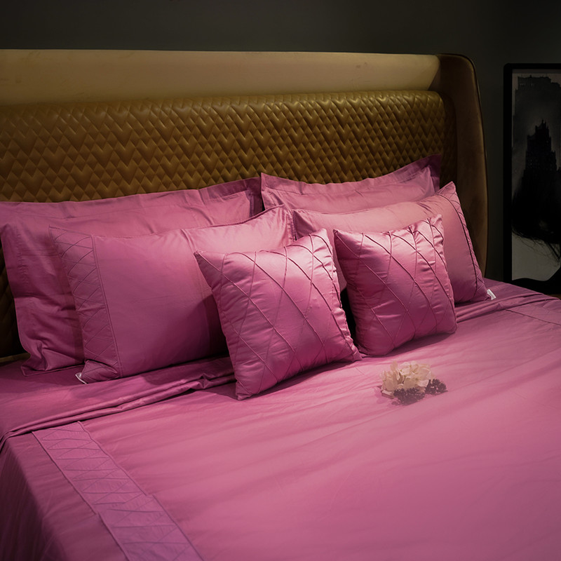Diamond Simplicity Rose Quartz Bed Sheet- Queen-228.6cmx259.08cm-400 Thread Count image 4