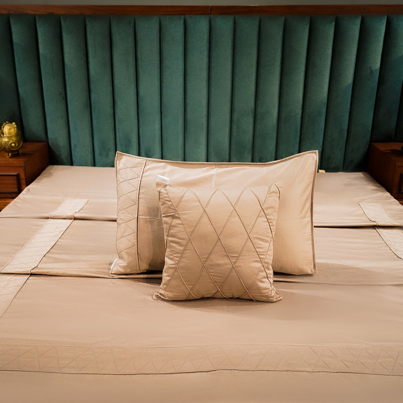 Diamond Simplicity Mocha Bliss Bed Sheet- King-274.32cmx274.32cm-500 Thread Count image 4