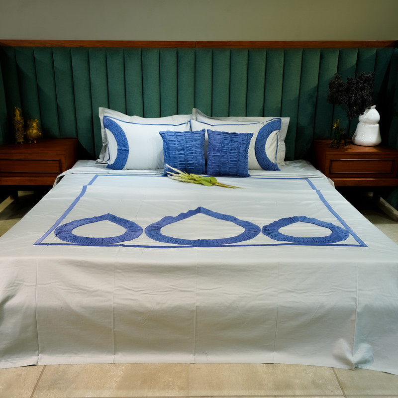 Teardrop Elegance Silver Mist Bed Sheet- King-274.32cmx274.32cm-300 Thread Count image 4