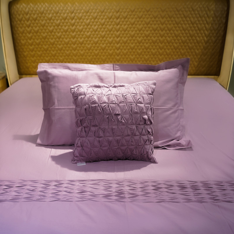 Honeycomb Serenity Misty Mauve Bed Sheet- Queen-228.6cmx259.08cm-500 Thread Count image 4