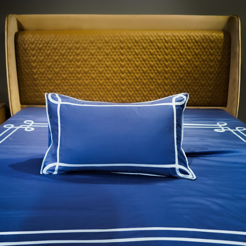 Tranquil Curve Majestic Sapphire Bed Sheet- Queen-228.6cmx259.08cm-500 Thread Count image 4