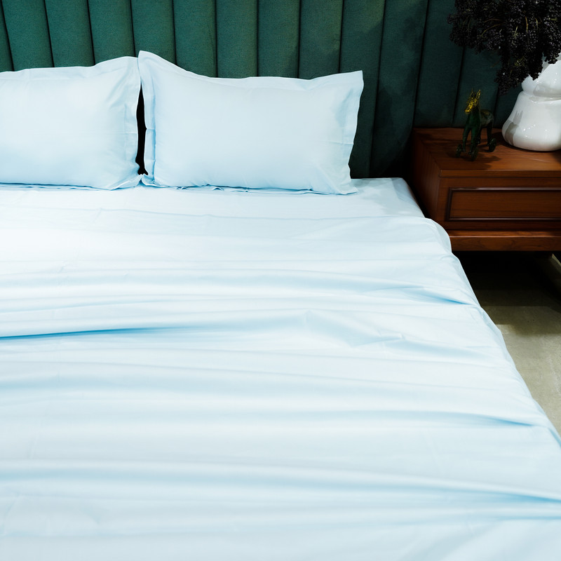 Baby Blue Breeze Bed Sheet- King-274.32cmx274.32cm-500 Thread Count image 5