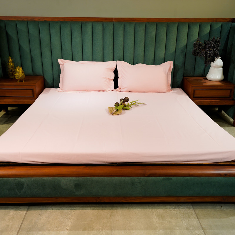 Baby Pink Serenity Bed Sheet- Queen-228.6cmx259.08cm-400 Thread Count image 5